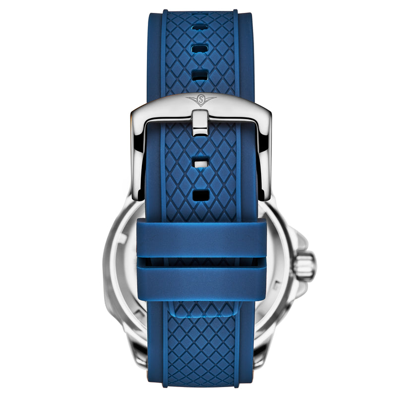 Edwardian Automatic 44mm Skeleton Blue/Silver | Silver Dial