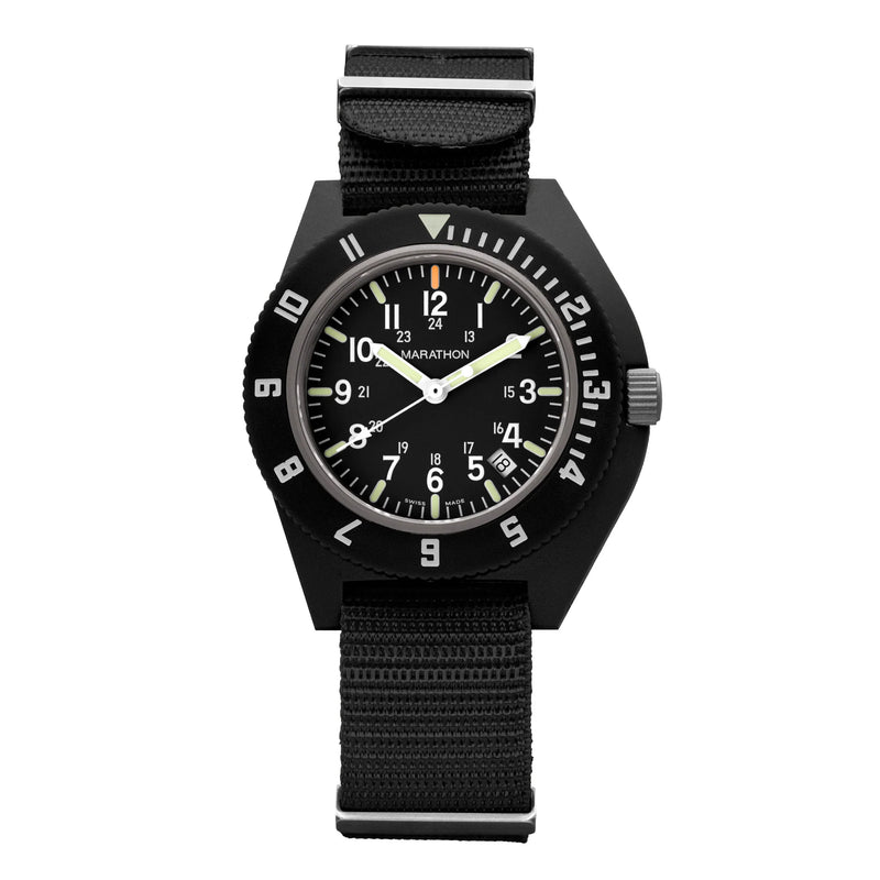 MaraGlo Pilot's Navigator with Date Black NGM/Nylon | Matte Black Dial