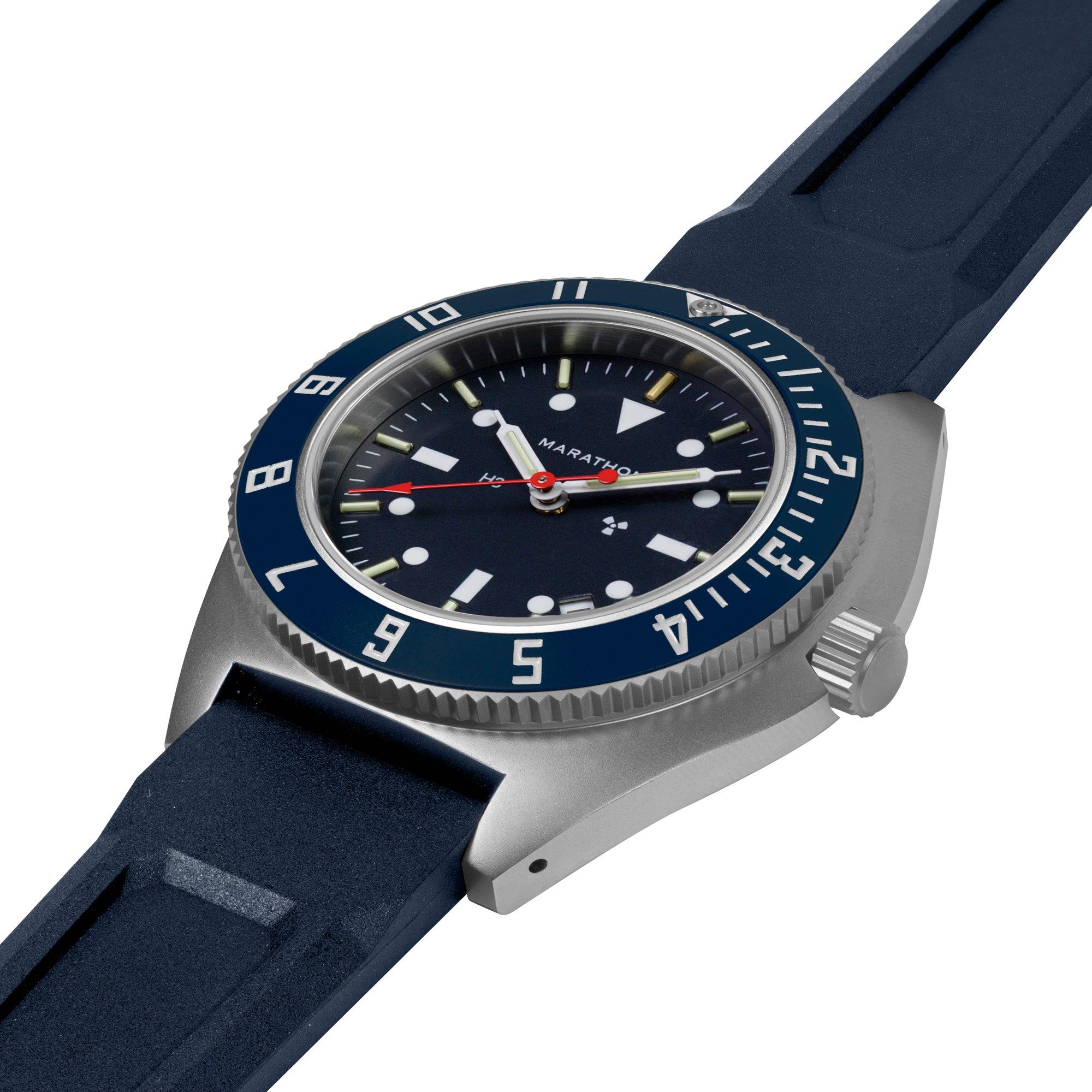 NAV, DATE,QUARTZ, SAPH, BLUE YONDER, COL: SS/BLPS 3PC RUBBER BLUE YONDER NAVIGATOR | Black Dial