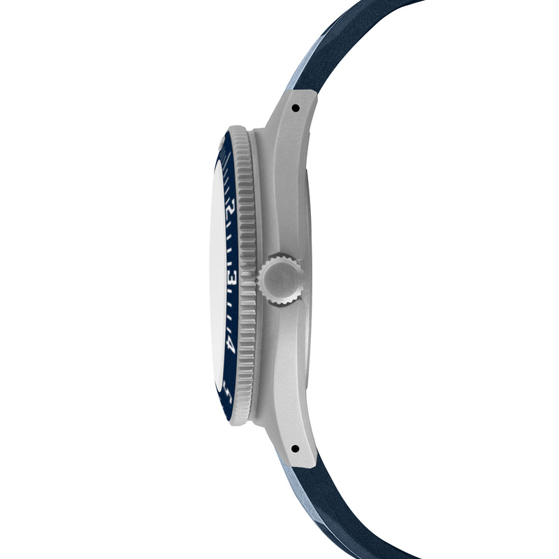 NAV, DATE,QUARTZ, SAPH, BLUE YONDER, COL: SS/BLPS 3PC RUBBER BLUE YONDER NAVIGATOR | Black Dial