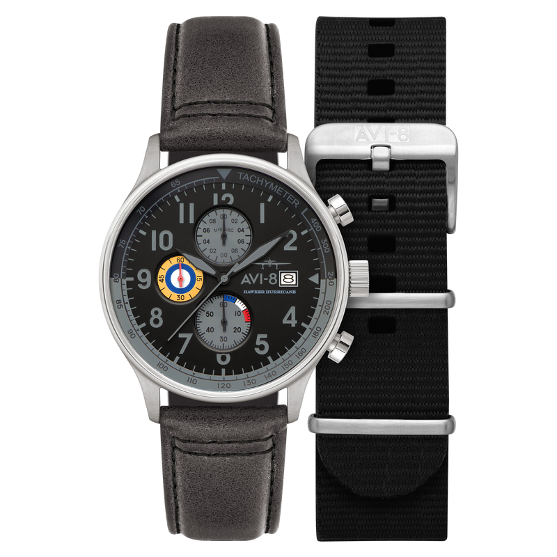 Classic Chronograph Black / Gray Leather | Black Dial