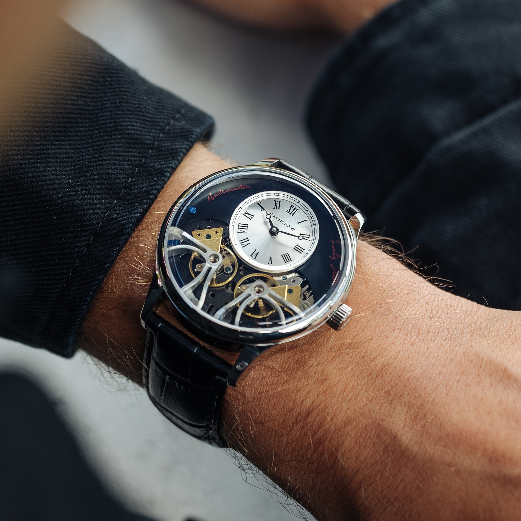 Thomas Earnshaw Scientists Faraday Double Barrel Automatic White / Leather | White Dial