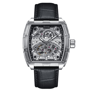 Olympia Japan Auto Skeleton Dial Black/Silver | Silver Dial