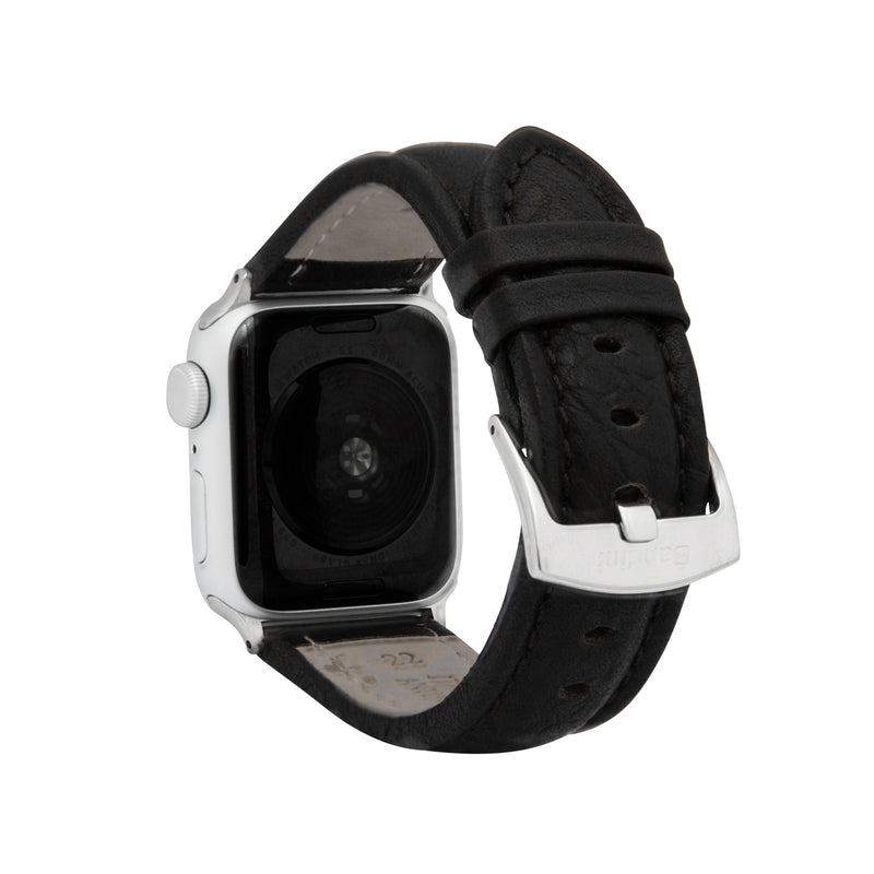 Classic Leather Buffalo Pattern Band for Apple Watch Ultra & Series 8/7/6/5/4/3/2/1/SE Black (42mm | 44mm | 45mm | 49mm) |  Dial