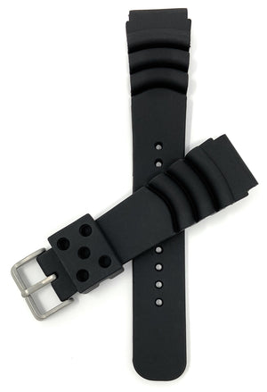 9064 | Mens Rubber Diver Watch Band, Ocean Ripples for Citizen & Seiko Diver 20mm / Black