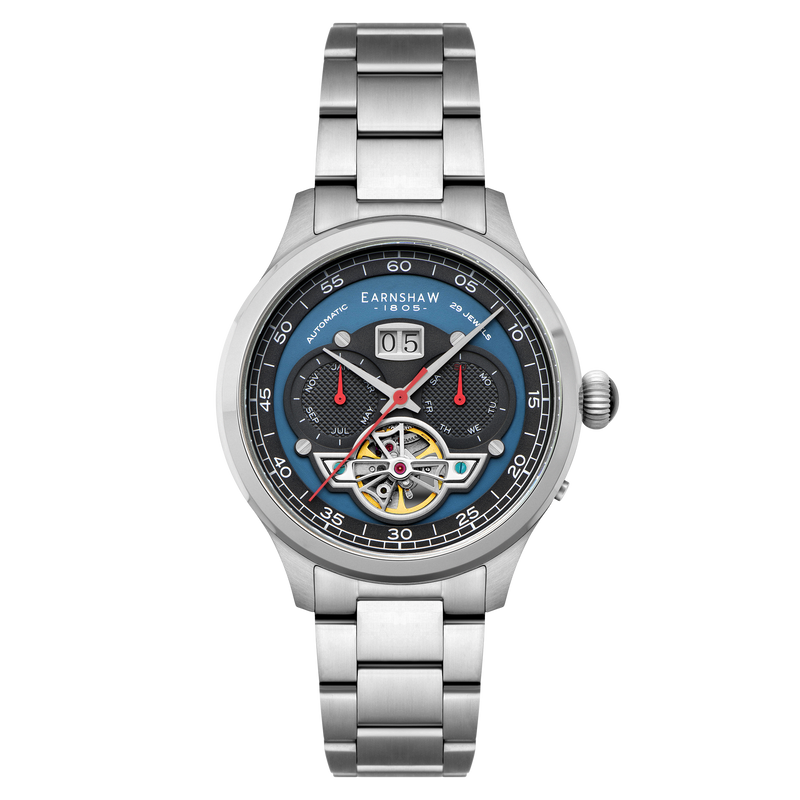 Baron Grand Date Calendar Open Heart Automatic Blue / Steel Stainless Steel | Blue Dial