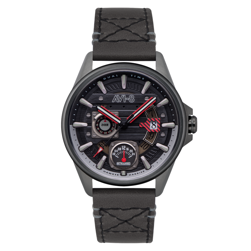 Hawker Harrier Farley Multifunction Quartz Black / Leather | Black Dial