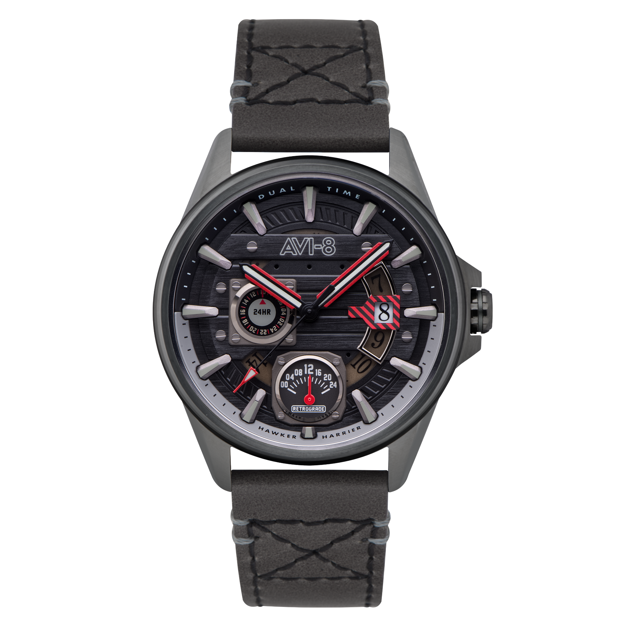 Hawker Harrier Farley Multifunction Quartz Black / Leather | Black Dial
