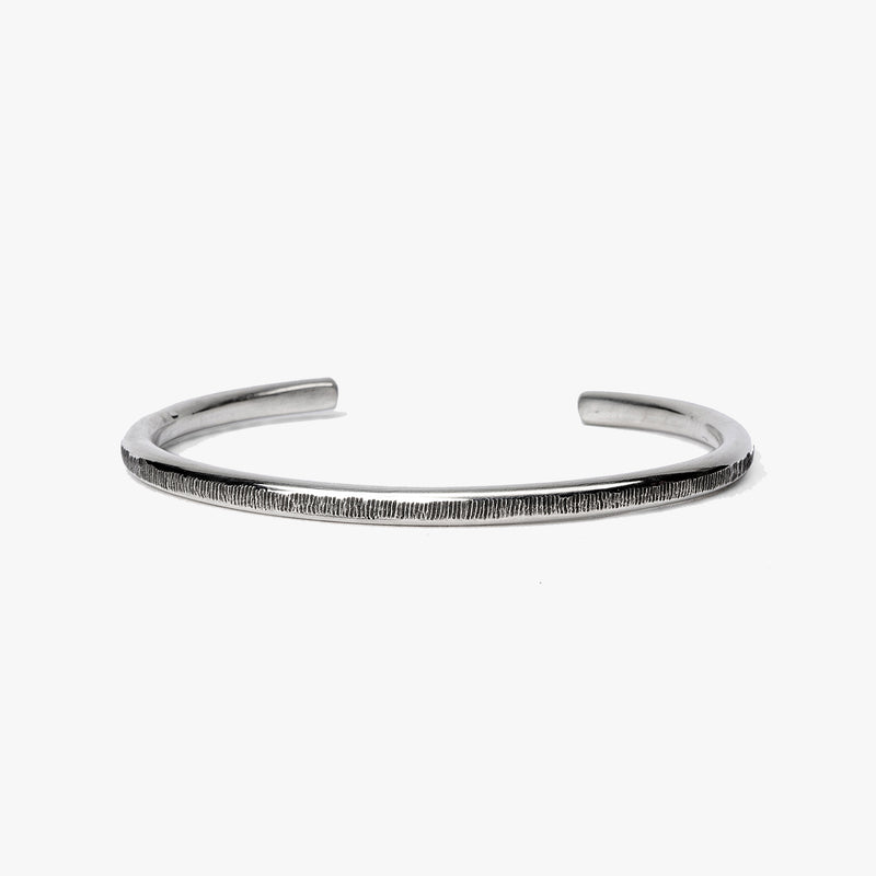 Etched Sterling Silver Round Wire Cuff M (7.25" Wrist) |  Dial