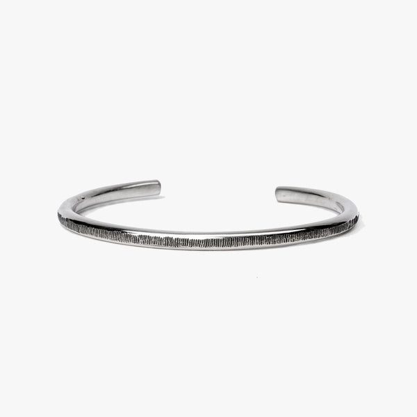 Etched Sterling Silver Round Wire Cuff M (7.25" Wrist) |  Dial