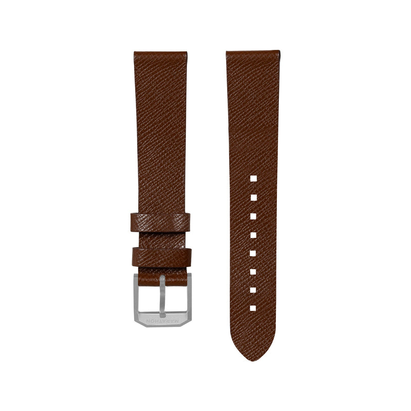 STRAP, 20mm, ITALIAN LEATHER, CROSS HATCH, PARKERIZED BUCKLE, COGNAC, XL ITALIAN LEATHER, CROSS HATCH