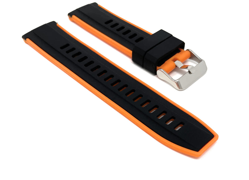 SIL.300 | Two-Tone Quick Release Rubber Silicone Watch Band - 20mm, Black / Orange 20mm / Black & Orange |  Dial