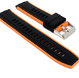 SIL.300 | Two-Tone Quick Release Rubber Silicone Watch Band - 22mm, Black / Orange 22mm / Black & Orange |  Dial