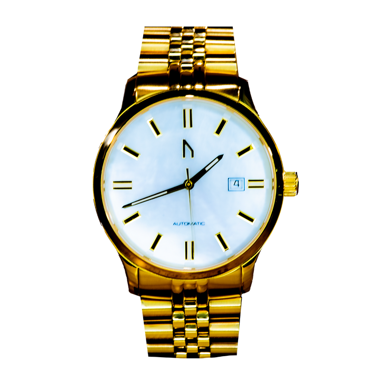 100m Sport Gold White Mother of Pearl Gold Case | White Dial