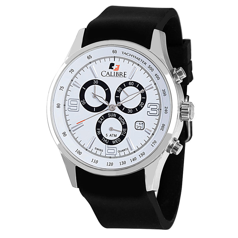 Mauler White-Black Chronograph Rubber | White Dial