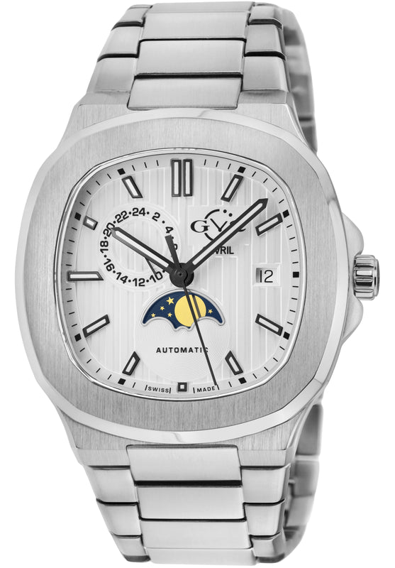 Potente - Moon phase Swiss Automatic, Sellita SW285-1,AMoon Phase, SS Case, White Dial, SS Bracelet | White Dial