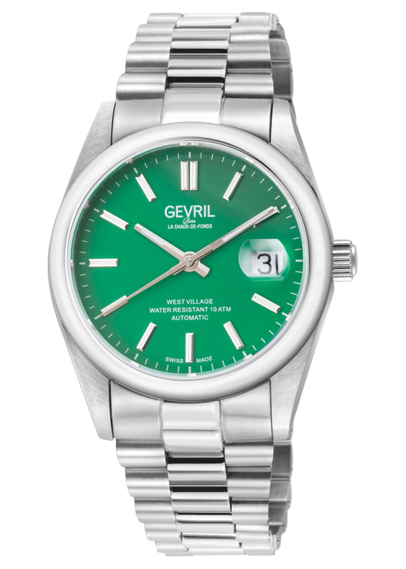 West Village Automatic Sellita SW200 Silver/Green ,Silver band | Green Dial