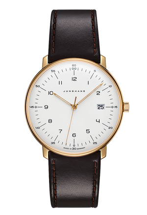 Max Bill Quartz White Dial / Brown Leather Strap Silver Dial