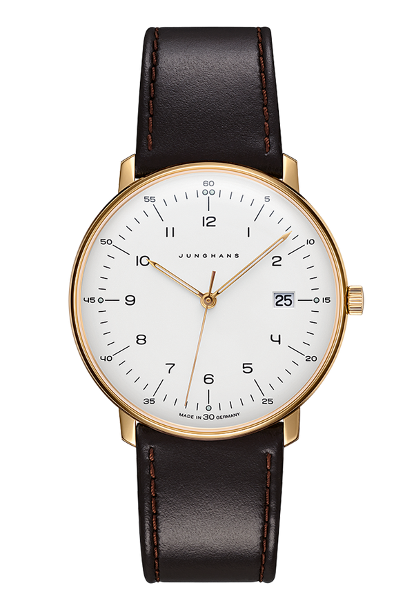 Max Bill Quartz White Dial / Brown Leather Strap Silver Dial