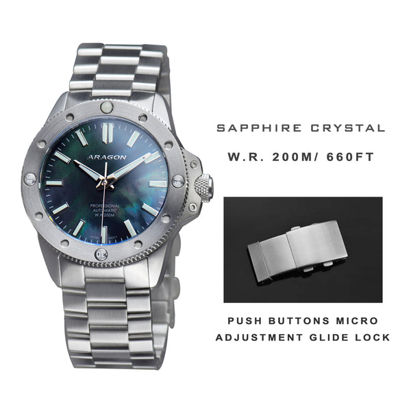 Matador 42 Automatic Black Mother of Peal Dial | Mother of Peal Dial