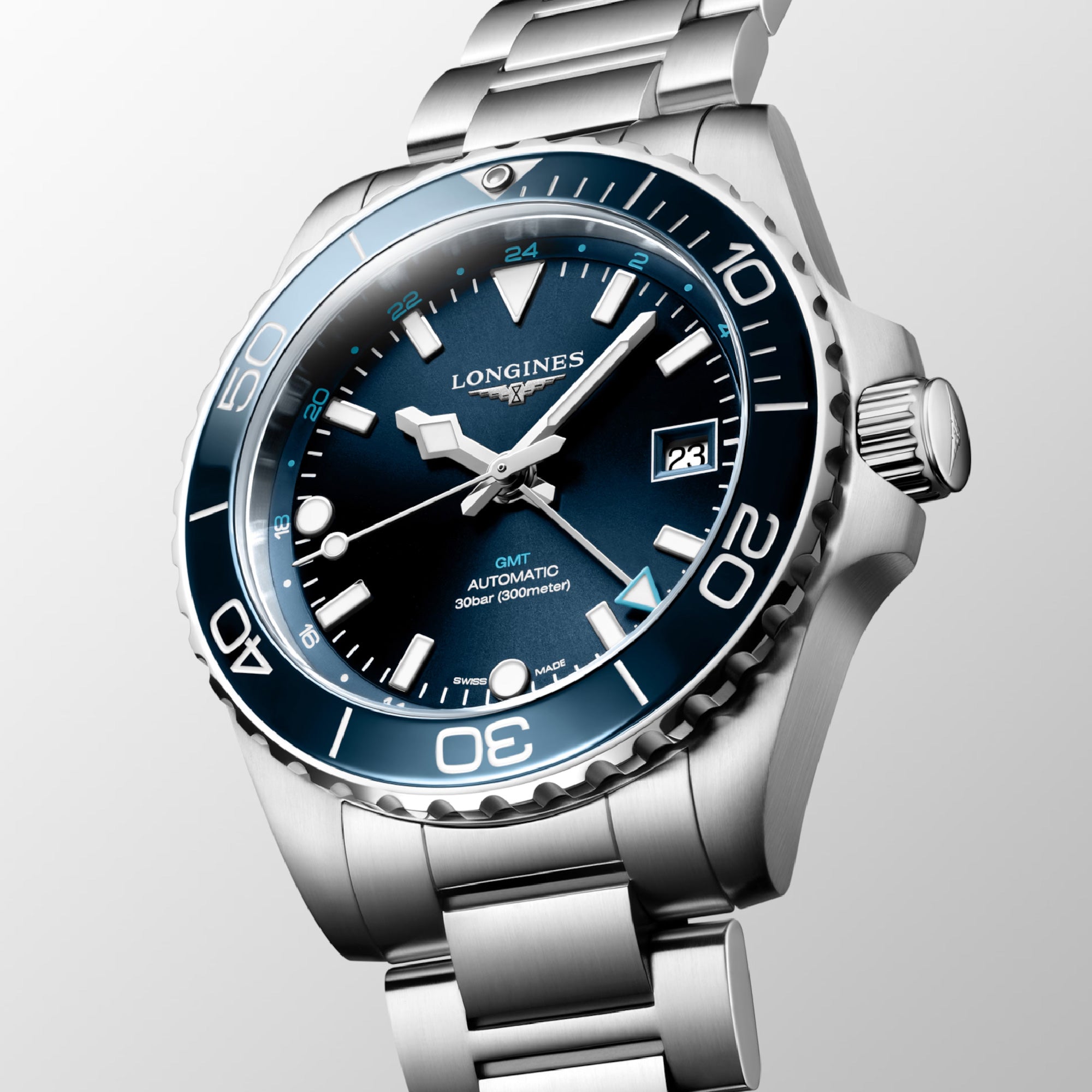 HYDROCONQUEST GMT Blue / Stainless Steel | Blue Dial