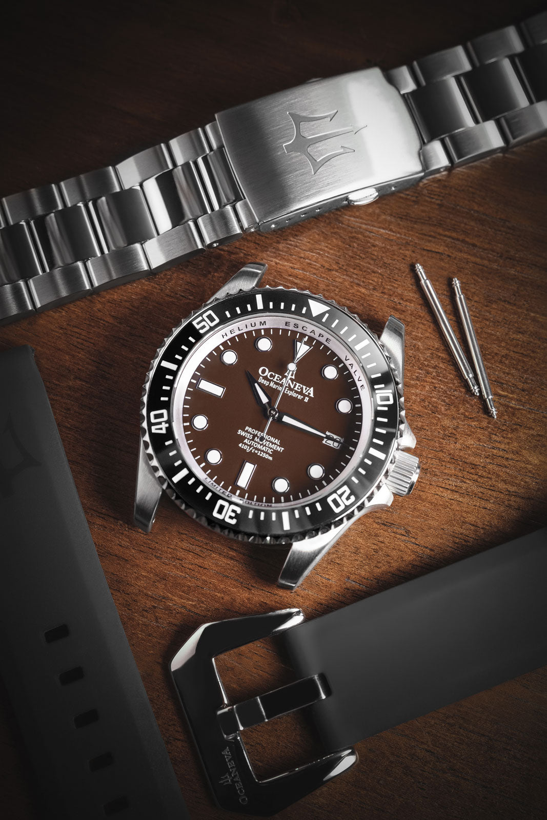 Deep Marine Explorer Swiss Automatic II Silver bezel | Brown Dial
