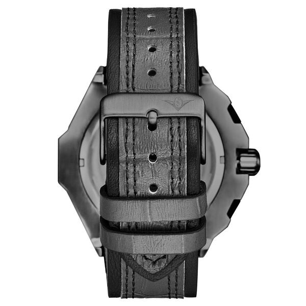 Mens Sport Watch Grey/Leather | Black Dial