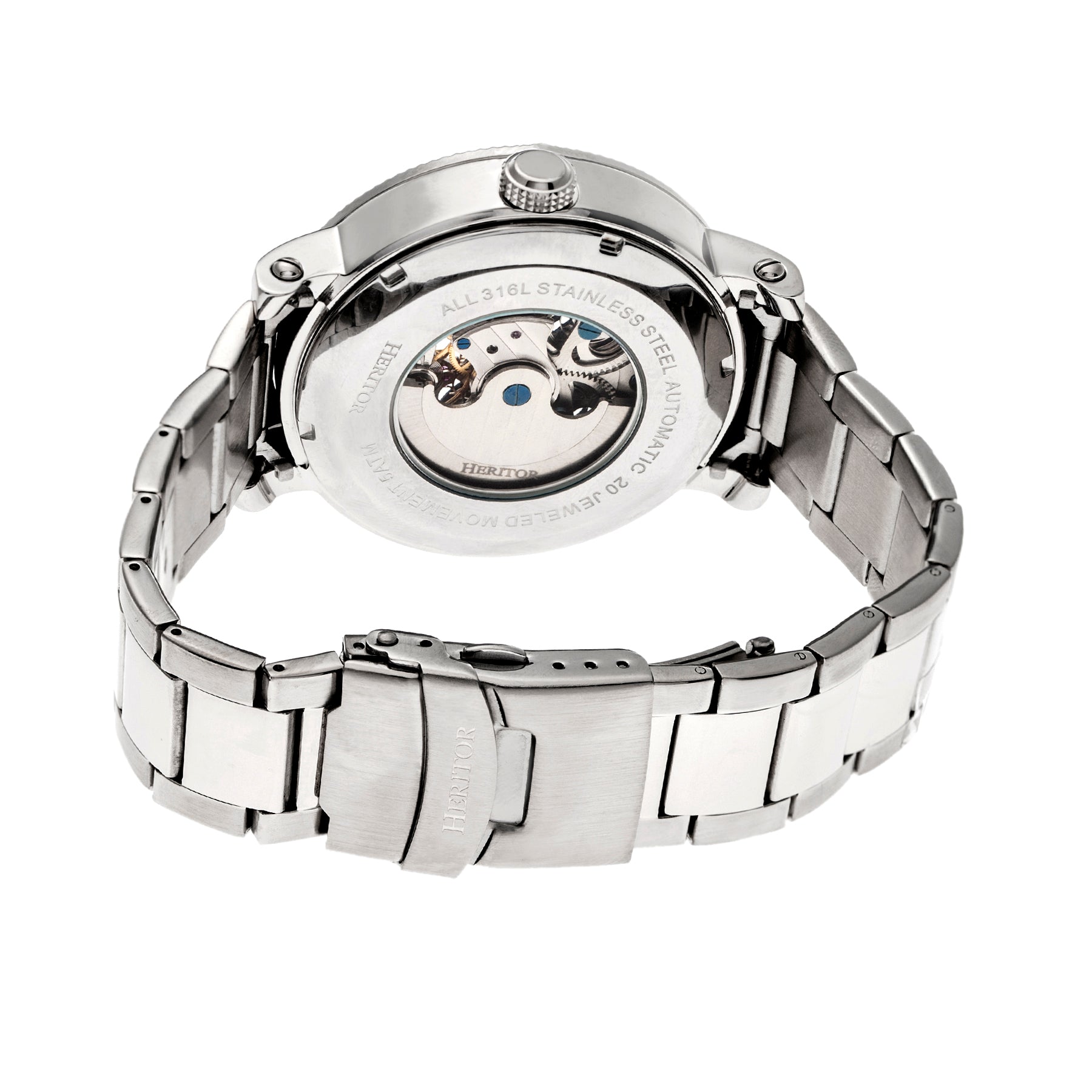 Automatic Aries Skeleton Bracelet Watch Silver/Black | Black Dial