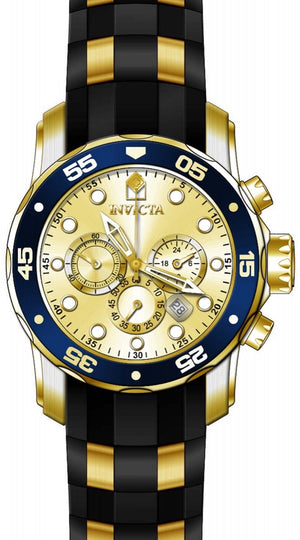 Pro Diver Chronograph Gold Dial / Two-Tone Black / Gold Silicone And Stainless Steel Strap Gold Dial