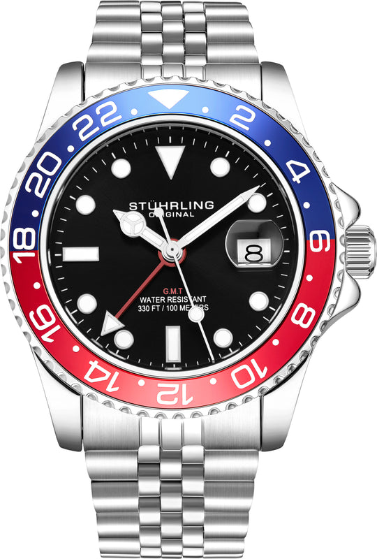 Aquadiver GMT Red / Blue Bezel | Black Dial