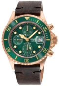 Wall Street - Bronze Gevril Swiss Automatic, Bronze case, Unidirectional Rotating Blue Ceramic Bezel, Midnight Blue Dial | Green Dial
