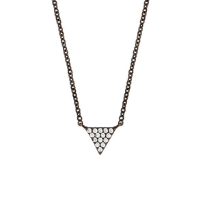 Elegant Confetti Women's 18K Black Gold Plated CZ Simulated Diamond Pave Mini Triangle Pendant Necklace 18k Black Gold