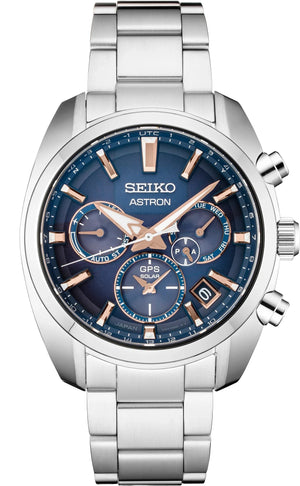 Astron GPS Solar Dual-Time Blue Dial / Stainless Steel Bracelet Blue Dial