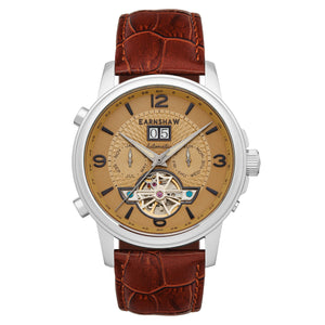City Of London Marylebone Grand Date Calendar Open Heart Automatic Brown / Genuine Leather Strap | Brown Dial