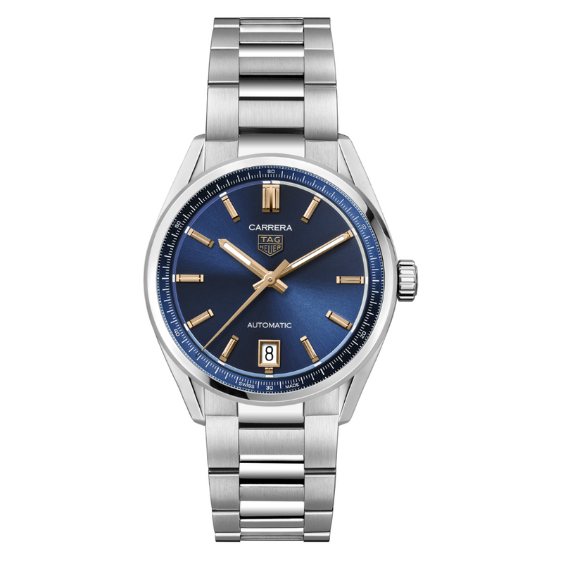 TAG HEUER CARRERA DATE 36MM,W/R 50M, STEEL CASE & BRACELET, BLUE DIAL Blue DIal | Blue Dial