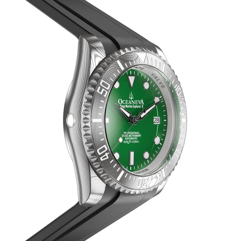 Damascus Swiss Automatic SW200 Deep Marine Explorer II Damascus/Green Dial | Green Dial