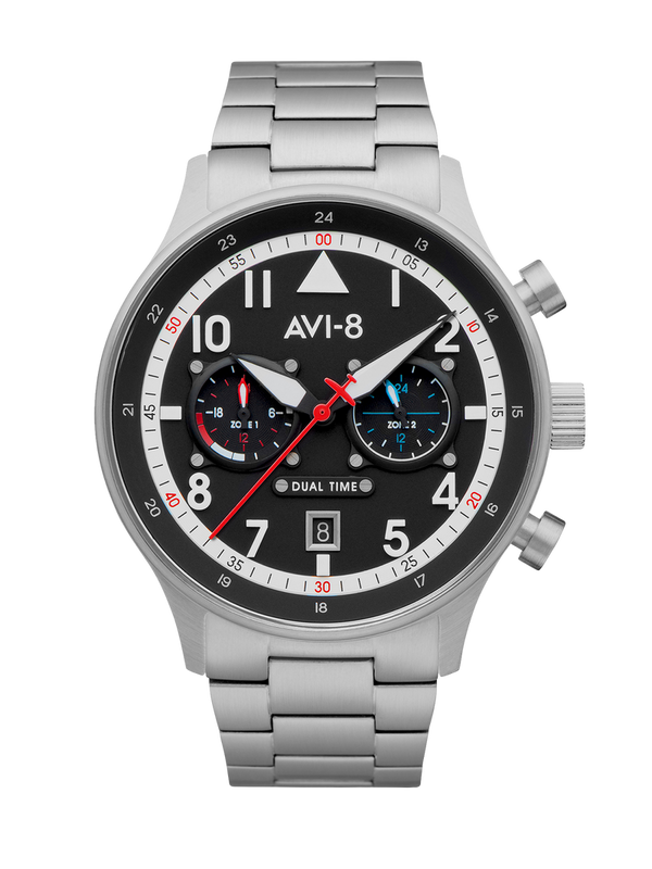 Hawker Hurricane Carey Dual Time Black & Stainless Steel Hawker Hurricane Carey Dual Time Black & Stainless Steel
