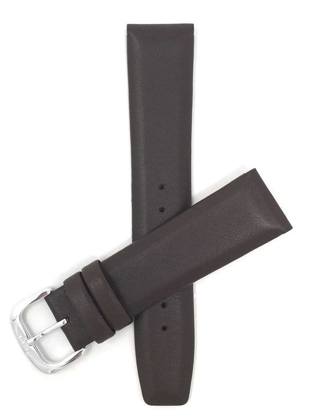 415 | 20mm Brown Leather Watch Band - Classic Padded 20mm / Brown / Silver Buckle |  Dial