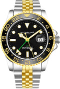 Aquadiver GMT Two Tone / Black + Gold Bezel | Black Dial