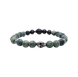 Etched sterling skull, green kambaba jasper M (7.25" Wrist) |  Dial