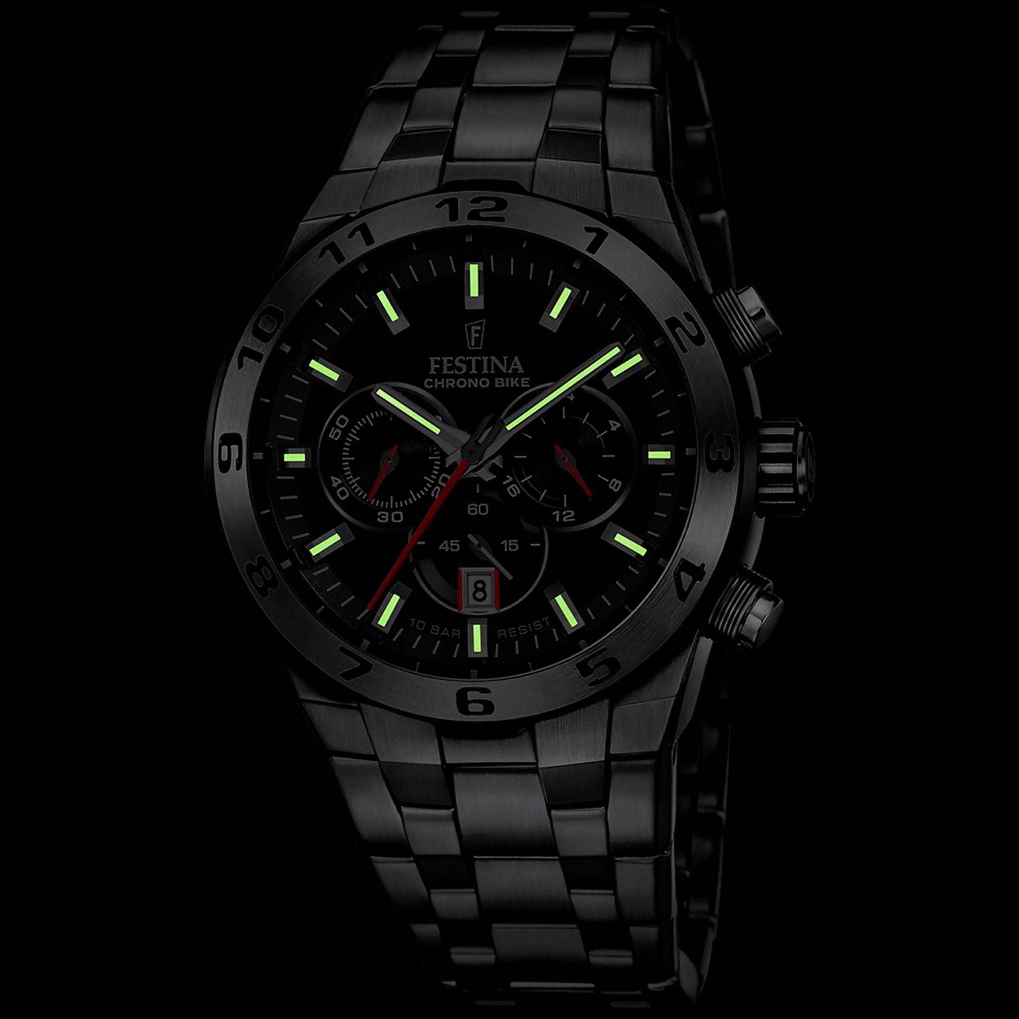 Chrono Bike Black / Stainless steel Black Dial