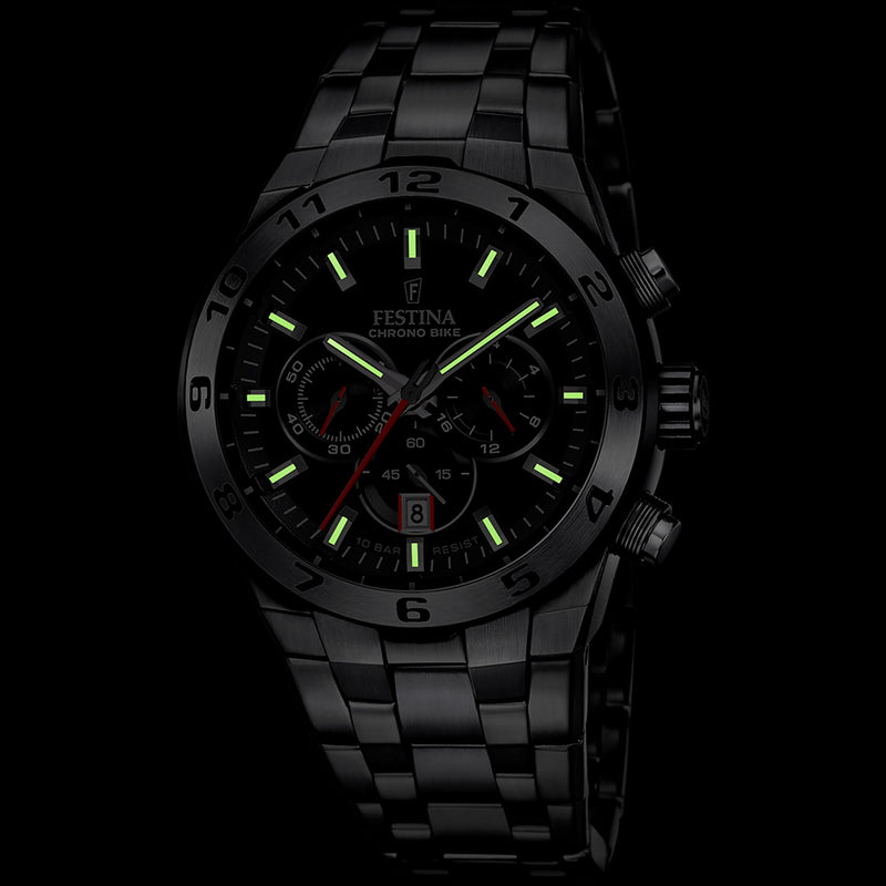 Chrono Bike Black / Stainless steel Black Dial
