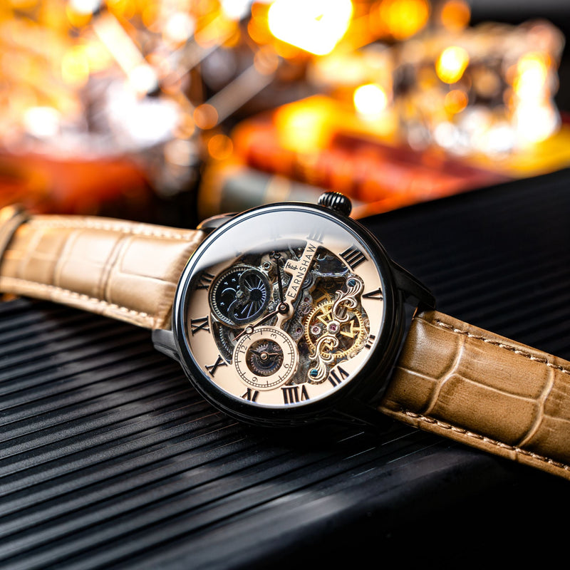 Longitude Automatic Skeleton Tan / Brown Leather | Tan Dial