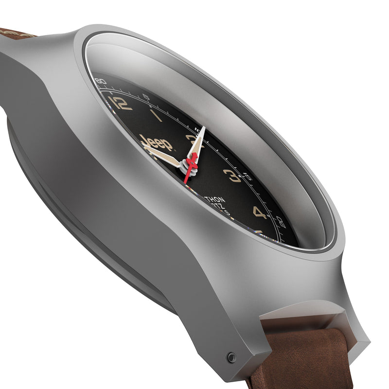 41mm JEEP WILLYS VINTAGE OFFICER'S QUARTZ COLOUR: SS/HERITAGE 3PC CRAZY HORSE LEATHER JEEP GPQ | Black Dial