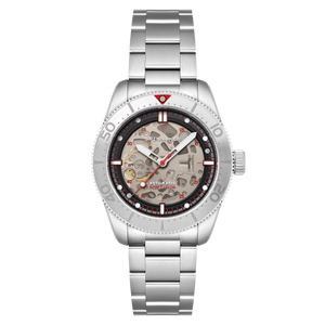 Croft 42 Skeleton Automatic Silver & Red / Stainless Steel | Black Dial