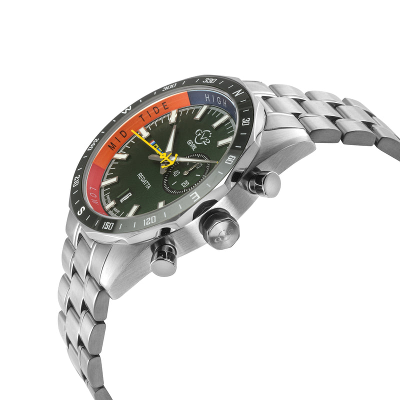 Regatta GV2 Swiss Quartz,Tide cycle indicator, Green dial, 316L Stainless Steel Bracelet | Green Dial