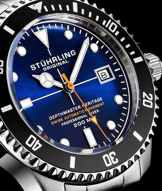 Swiss Automatic Depthmaster Heritage 883H 42mm Diver Black/Leather | Blue Dial