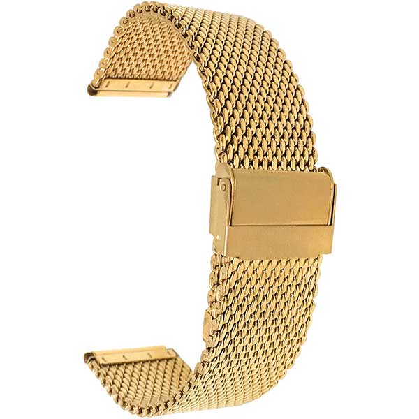 MCX13 | Gold 22mm Mens Stainless Steel Thick Mesh Band, Adjustable Length Metal Watch Strap 22mm / Gold Tone |  Dial