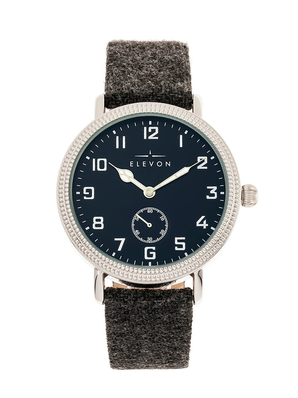 Northrop Wool-Overlaid Leather-Band Watch - Charcoal/Navy | Navy Dial