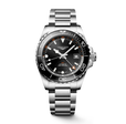 HYDROCONQUEST GMT Black / Stainless Steel | Black Dial